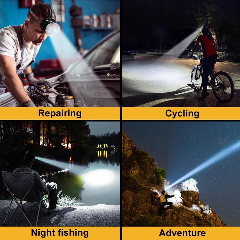 Lokilo Ultra-Bright LED Headlamp,High Lumen Rechargeable and Waterproof Headlight with
