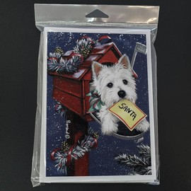 Caroline's Treasures PPP3237GCA7P Westie Zoe's Christmas List Greeting Cards and Envelopes Pack of 8 Blank Cards with Envelopes Whimsical A7 Size 5x7 Blank Note Cards