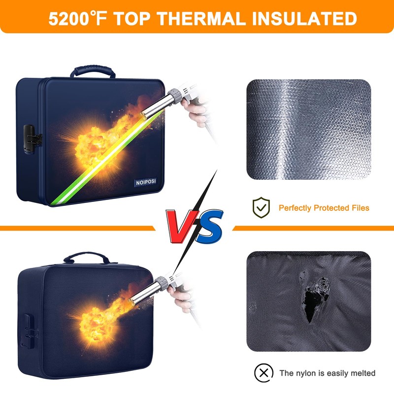 Noiposi Document Organizer with 5200℉ Heat Insulated,Waterproof and Fireproof Document