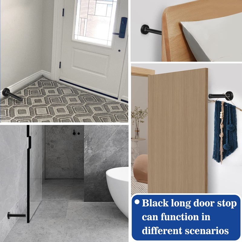 8 Inch Door Stop, Extra Long Door Stopper, Wall Mounted,
