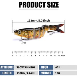 Trout Bait, Perch Bait, Pike Bait, Rubber Fish Fishing Wobbler, 3D Artificial Bait, Artificial Bait, Wobbler, Pike, Lifelike Fishing Bait, for Freshwater, Salt Water, Trout, Perch (A01)