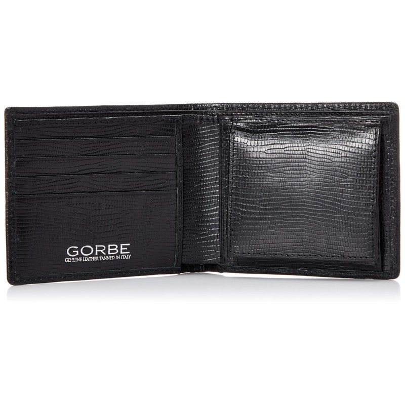 GORBE 1074 Italian Leather Smart Bifold Wallet, Black