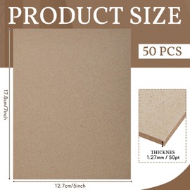 50 Pcs Book Board, Binders Board Chipboard Designer Bookboard Kraft Heavy Duty Chipboard Sheets Bookbinding Supplies for Book Binding Cover (Gray,5 x 7 Inch, 50 PT)