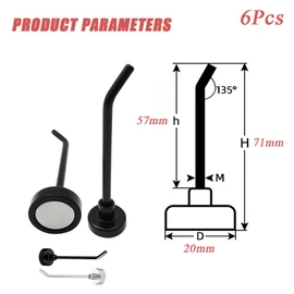 6pcs Magnetic Hooks, 2.2lb 2.8 Inch Long Heavy Duty Magnet Hooks Strong Magnetic Cruise Hooks Wall Hooks Magnetic Hangers for Cruise Ship Garage Kitchen Refrigerator (Black)