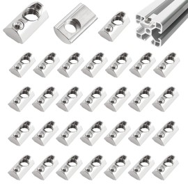 alwaiiz Pack of 50 T-Slot Nuts with Ball Nut 8, 30 Series M8 Carbon Steel Lubricant Nut, T Nuts Screws Set with Centring Bridge for Aluminium Profile Extrusion Slot