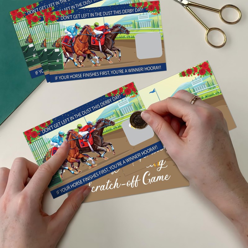 180Pcs Kentucky Horse Derby Scratch Off Cards Racing Game Party