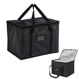 Uskerb Large Food Delivery Bag, Insulated Thermal Bag for Hot and Cold Food, 43x30x31 cm, Commercial Grade, Reusable, Black
