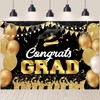 Graduation Backdrop 10x8ft Black and Gold Congrats Grad Photo Background