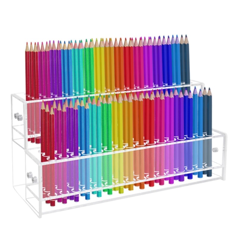 96-Slots Pen Display Stand,2-Tier Acrylic Pen Holder for Craft Shows,12mm