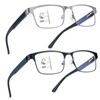 SKYOAK 2 Pack Refined Progressive Multifocus Reading Glasses Men Blue
