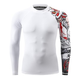 HUGE SPORTS Swimming Shirts for Men UPF 50+ Quick-Drying Compression Long Sleeve Men's Rash Guard, Wong Feihung