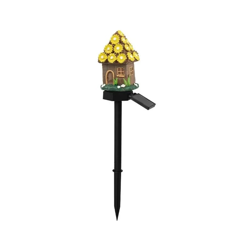 Solar Cartoon House LED Garden Stake Light, Warm Yellow Outdoor