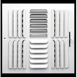 HVAC Premium 8" X 8" 4-Way Fixed Curved Blade AIR Supply Diffuser - Vent Duct Cover - Grille Register - Sidewall or Ceiling - High Airflow - White