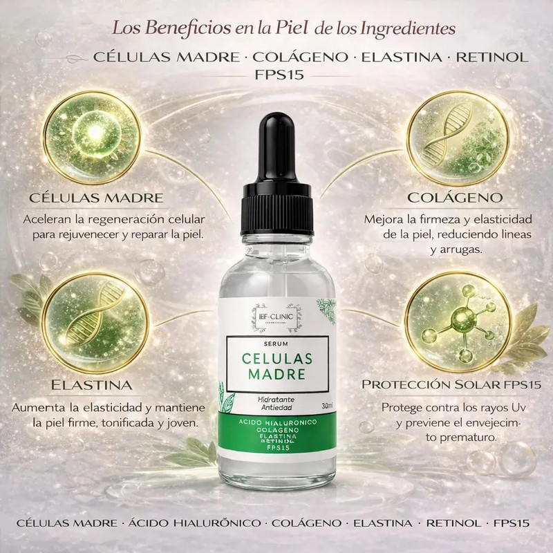 3 Kit Serums Vitamina C Celulas Madre Acido Hialuronico 30ml
