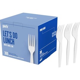Perk Polystyrene Fork, Medium-Weight, White, 300/Pack (PK56401)