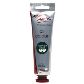 MONT MARTE Premium Oil Paint, 100ml (3.4oz), Permanent Green, Good Coverage, Excellent Tinting Strength