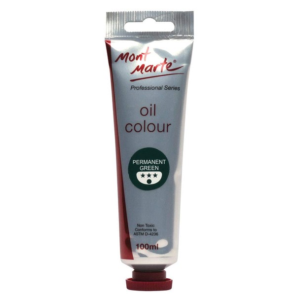 MONT MARTE Premium Oil Paint, 100ml (3.4oz), Permanent Green, Good