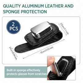 2 paquetes de soporte universal para anteojos de coche para visera de coche, clip de piel para anteojos y clip para tarjetas de boletos para coche, Negro claro, 4 x 1 x 1.77 inches