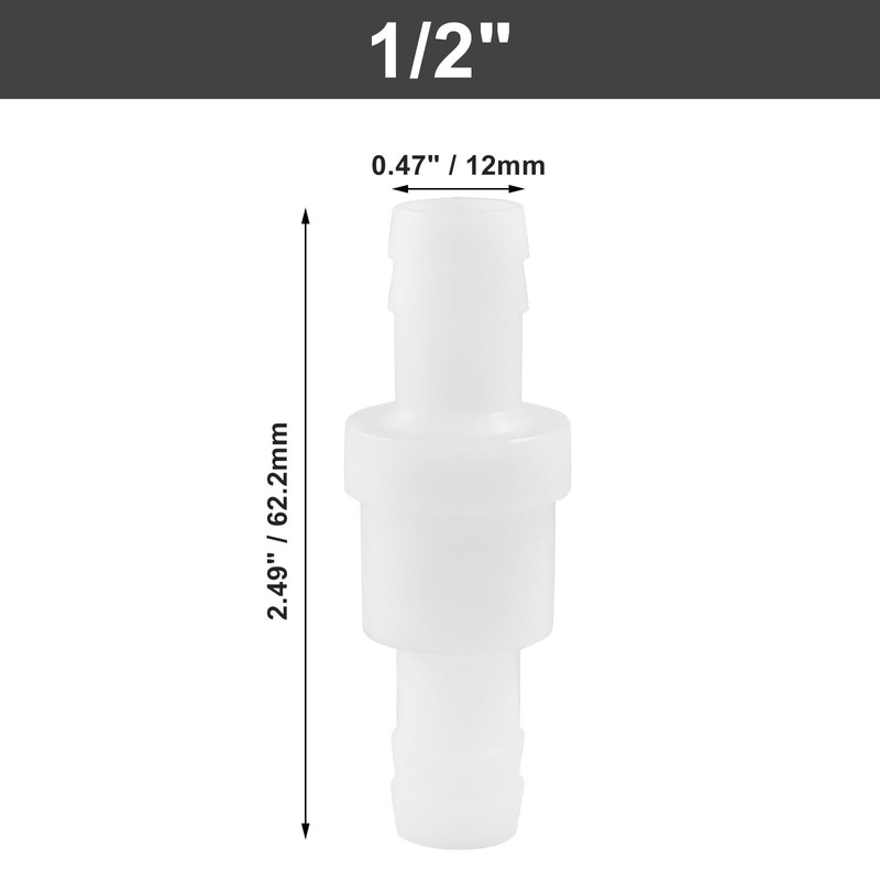 ZOCCVI 1/2" One Way Inline Check Valve 2 Pcs, White