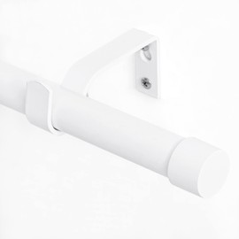 NICETOWN Standard Decorative White Curtain Rod 1 inch Diameter with Classic End Cap/Cylinder Finials Style for Windows 66 to 144, Adjustable Length from 72 to 144-Inch, Sold by Single
