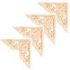 Wood Carved Corner Onlay Unpainted Door Applique for Home Furniture