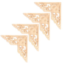 Wood Carved Corner Onlay Unpainted Door Applique for Home Furniture European Decorations 10x10cm 4Pcs