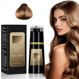 Hair Dye Shampoo, 3 in 1 Shampoo Cubre Canas 200ml, Cobertura de Canas Natural, Efecto Duradero, Champú Colorante para Cabello Hombre y Mujer. (Marrón claro)