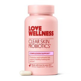 Love Wellness Clear Skin Probiotic | Clear Up Hormonal Acne Pimples, Redness & Pore Minimizer | Skin Care with Zinc, Bifidobacterium Longum & Chaste Tree Fruit Extract | Acne Treatment | 30 Count