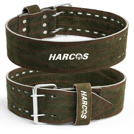 Harcos Genuine Leather Unbreakble, non tearable Gym Belt for Men & Women Workout Deadlift Belt for Gym Suede Powerlifting Weight Lifting for Heavy Workout gym belt | Professional Heavy Weight Lifting Original Leather (Olive-Green, Medium)