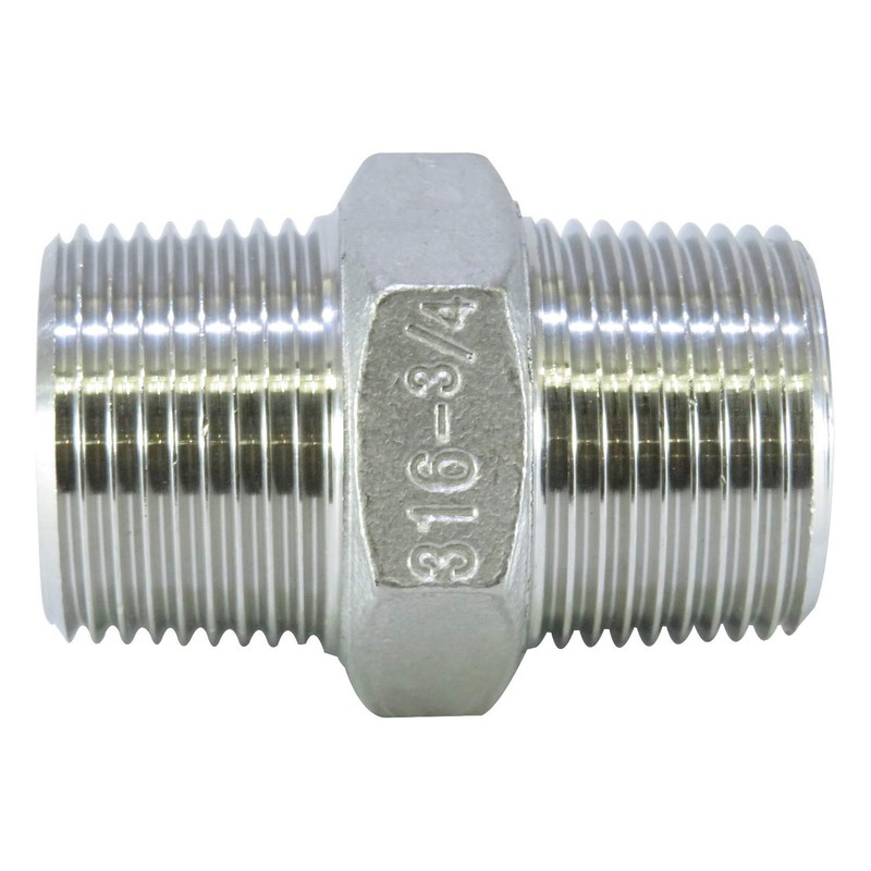 Flowbal Stainless Steel Threaded Fitting Hex Nipple V6N-S14-06 3/4