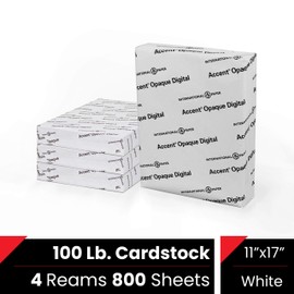 Accent Opaque 11” x 17” White Cardstock Paper, 100lb, 271gsm – 800 Sheets (4 Reams) – Premium Smooth Heavy Cardstock, Printer Paper for Invitations, Cards, Menus, Business Cards – 188093C