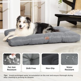 Bedsure Extra Large Dog Bed - Washable Giant Pet Bed Mattress with Oxford Fabric, Water Resistant Flat Pet Pillow Bed for XL Dog Crate, 44x35x4, Grey