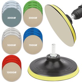 20 PCS Water Grit Sandpaper 2000/3000/5000/7000/10000 with one 5-inch Backing Pad Set, Wet Dry Electric Hook &Loop Sanding Disc Pad, Grinding Abrasive Paper and Orbital Sander Polisher