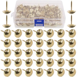Hilitchi 200-Pieces 9/16'' (14mm) Antique Upholstery Nails Tacks Furniture Tacks Upholstery Tacks Thumb Tack Push Pins Assortment Kit (Gold)