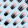 Gradient Black Press on Nails Medium Coffin Fake Nails Nude