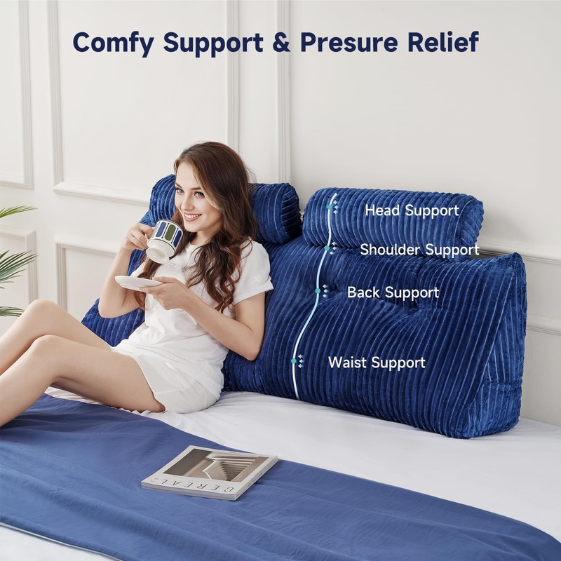 Z-hom Large Wedge Pillow Headboard, Twin Triangular Headboard Pillow, Reading