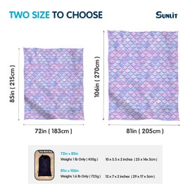 Sunlit 6' x 7' Sandfree Beach Blanket Sand Proof Mat with Corner Pockets and Mesh Bag for Beach Party, Travel, Camping and Outdoor Music Festival，Mermaid Purple