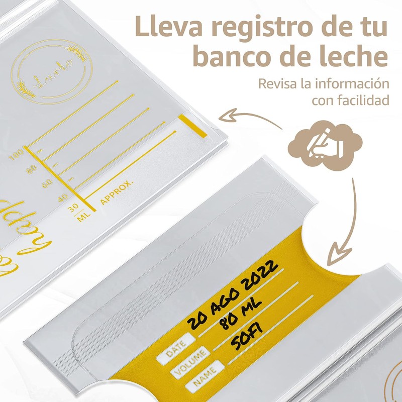 LURKO Bolsas Leche Materna Grandes 8 Oz 50 pcs BPA