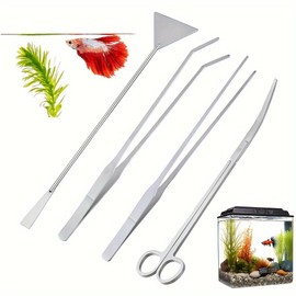 Fish Tank Cleaning Tools Set, 4 Pieces, Aquarium Cleaner Kit, Small Filtration Pump for Fresh/Saltwater Fish