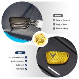 Corvette C8 Real Dry Carbon Fiber Key Fob Case Cover Compatible with Corvette C8 Stingray 2020-2024,Car Smart Remote Key Fob Cover Case Protection Shell Accessories (Yellow)