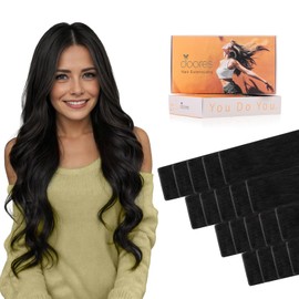 DOORES Human Hair Extensions Invisible Tape in, Natural Black 20 Inch 50g/20pcs, Seamless Tape in Extensions Human Hair Long Straight