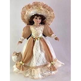 J.Misa Collection 18inch Standing Porcelain Victorian Doll with Stand, 18 inches Tall