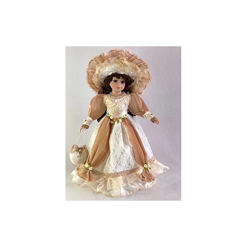 J.Misa Collection 18inch Standing Porcelain Victorian Doll with Stand, 18