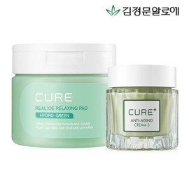 김정문알로에 큐어 피토그린 릴렉싱 토너패드+안티에이징 크림 Kim Jeongmoon Aloe Cure Phytogreen Relaxing Toner Pad + Anti-Aging Cream