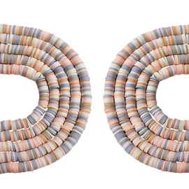 BEEFLYING StrandsClay Spacer Beads, 6 mm, Vinyl Heishi Beads for Bracelets, Jewellery Making, Flat Disc, Polymer Clay Beads, Round Mixed Colour (Approx. 3200-4400 Pieces)