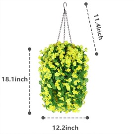 Hanging Baskets with Artificial Flowers, Flower Centerpieces, Fake Silk Hanging Orchid Flowers in Baskets for The Decoration of Home Courtyard Indoor Outdoor Landscaping (Violet)