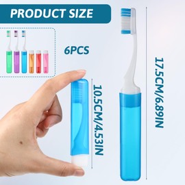 Apausvcm 6Pcs Travel Toothbrush, Portable Folding Toothbrush Soft Bristle Mini Tooth Brush with Case Travel Size Toiletries Stuff for Camping School, Multicolor Pack of 5