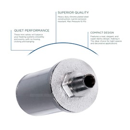 Midline Valve 6J563 Steam Radiator Air Vent; Heat Regulator Valve; Straight Mount; 3/4 in. MIP; Chrome Plated Steel