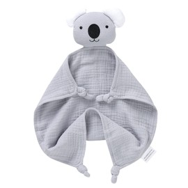 LAWKUL Baby Security Blanket Newborn Muslin Organic Cotton Babe Comforts Soft Infant Lovey for Boy Girl 40x40cm Koala Grey