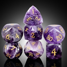 Juego de dados D&D de amatista, multifactado, con estuche de regalo para mazmorras y dragones, juegos de mesa, coleccionistas (amatista)